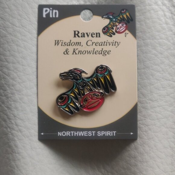 'Raven Brings the Light' Pin Indigenous Design by Philip Joe, Salish - Picture 1 of 3